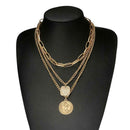 Fashion Multi Layer Necklace Coin Pendant Clavicle Chain Retro Jewelry Gift