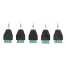 5x 3.5mm 3 Pole Stereo Audio Vedio Male to 3 Screw Terminal Female Adapter