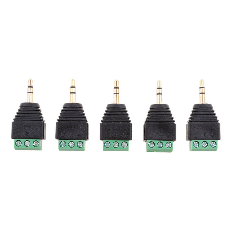 5x 3.5mm 3 Pole Stereo Audio Vedio Male to 3 Screw Terminal Female Adapter
