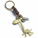 Fashion Cute Animal Giraffe Suspension Pendant Leather Keychain Keys Ring H