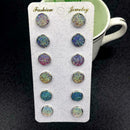 6 Pairs Stainless Steel Shiny Austrian Crystal Round Stud Earrings Set Jewe K3D2