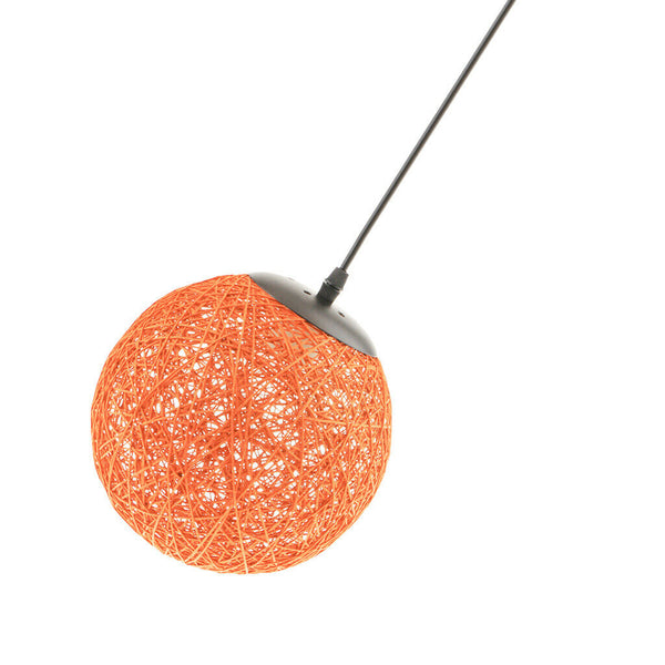 2 Pcs Dia.20cm Rattan Wicker Woven Ball Globe Shape Pendant Lampshade Hanging