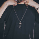 Men Women Titanium Steel Pendant Necklace Casual Tag Hip-Hop Long Alien Shape