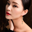 National Wind Earrings Retro Art Earrings Bamboo Knot Dongling Jade Earring