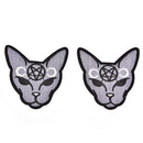 2pcs/lot Gothic Cat Sew Iron On Patch Embroidery Sewing DIY Halloween Appliqu SP