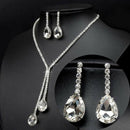 Wedding Luxury Water Drop Crystal Rhinestone Necklace Earrings Jewelry Set M&O
