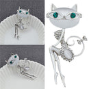 Fashion Opal Rhinestone Crystal Little Cat Brooch Pin Animal  Sexy Jewelry klTE