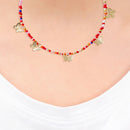 Charm Colorful Beads Choker Necklace Women Butterfly Sweet Clavicle Chain A