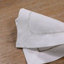 15 pieces White Linen/Cotton Hemstitched Cocktail Napkins Cloth Coasters