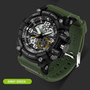 Men Sports Waterproof Digital Analog Electronic Quartz Watch (Black Green)