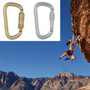 45KN Carabiner Clip Hook Steel D-Ring Screw Lock Rock Climbing Golden