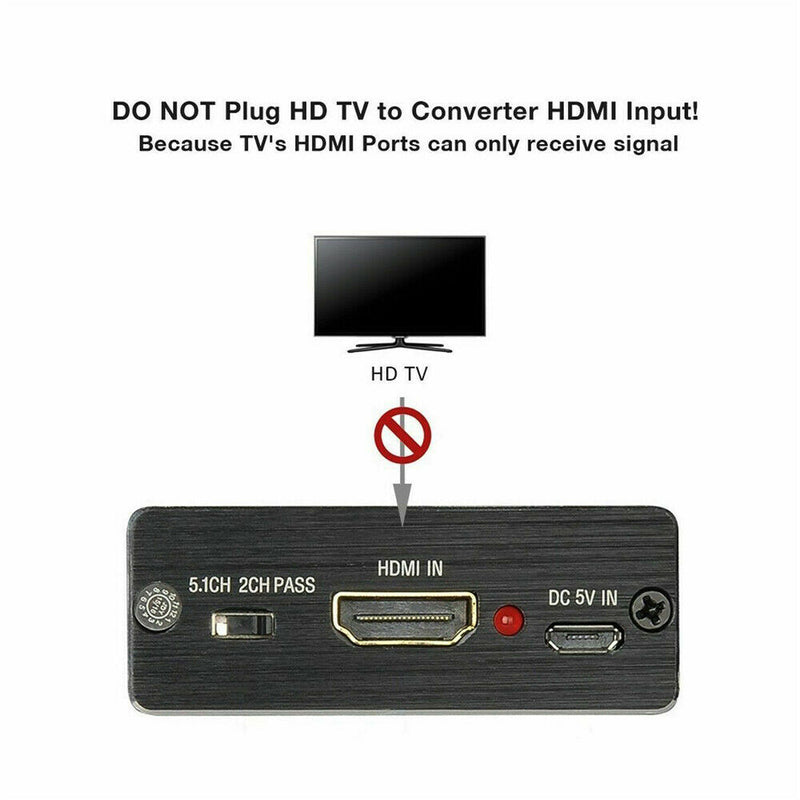 Audio Out Extractor HDMI To Optical Splitter 4K For TV DVD Player 3.5mm Stereo