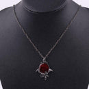 Red Crystal Vampire Gothic Bat Pendant Halloween Necklace Womens Jewelry Gi E3W9