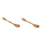 2pcs Multiuse Camping Wood Spork Fork Spoon Backpack Cutlery 2 in 1 Utensils