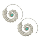 Fashion Minimalist Spiral Leaves with Green Turquoise Hoop Earrings Persona Q6W3