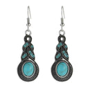 European and American retro pattern blue crystal inlaid turquoise earrings