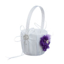 1 Set Purple Flower Pearls Diamante Ring Bearer and Flower Girl Basket