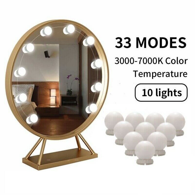 Hollywood Style LED Mirror Light Makeup Mirror USB Cosmetic Make Up Lamp 10 Q8V3