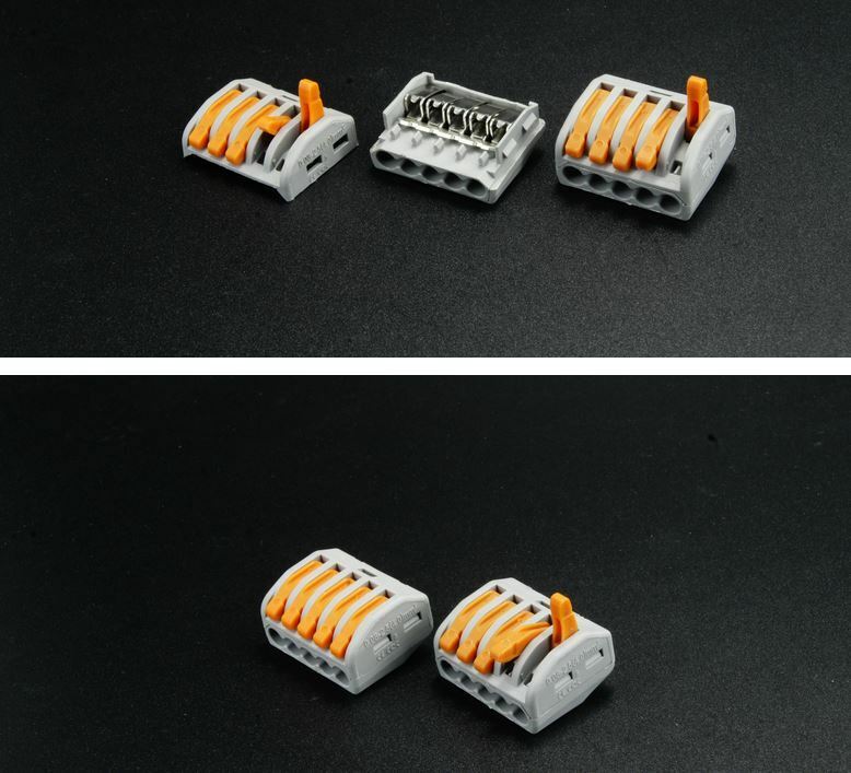 10x SPRING LEVER TERMINAL BLOCK ELECTRIC CABLE WIRE CONNECTOR 5 WAY Kw