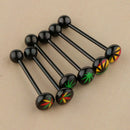 6 Pieces 16G Stainless Steel Tongue Ring Barbell Piercing Body Jewelry Black