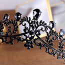 Black Crown Wedding Tiara Headband Rhinestones Bridal Hair Accessories Vint