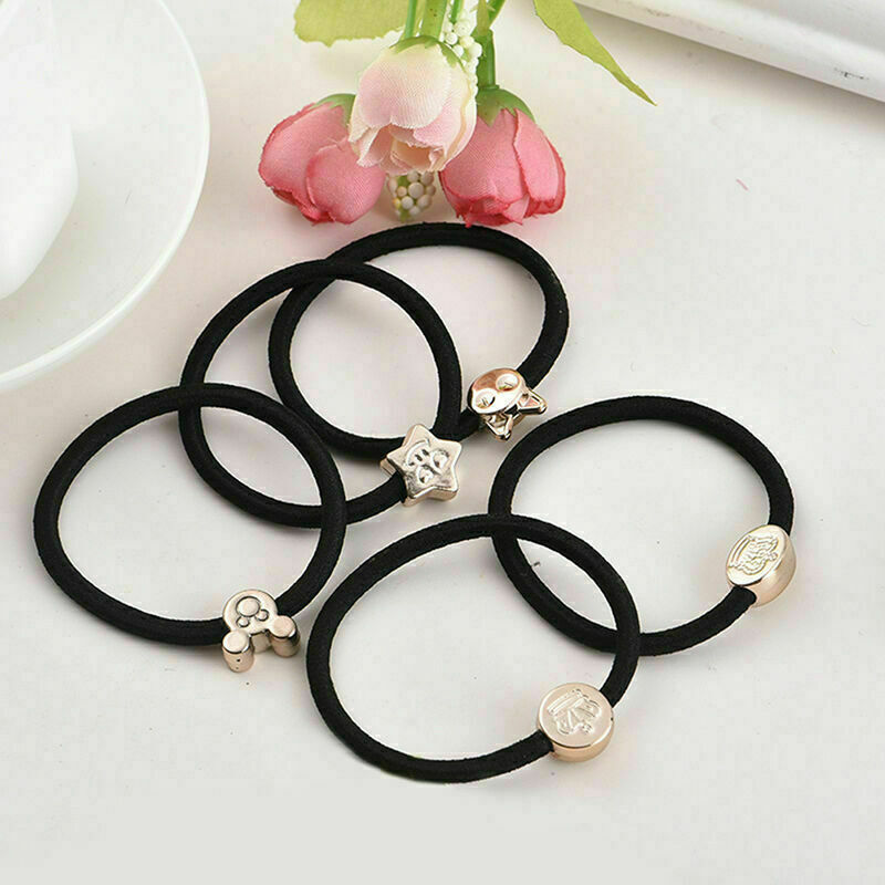 10PCS Women Black Elastic Hair Ties Bands Ropes Ring Ponytail-Holder R1T3 Q3B1