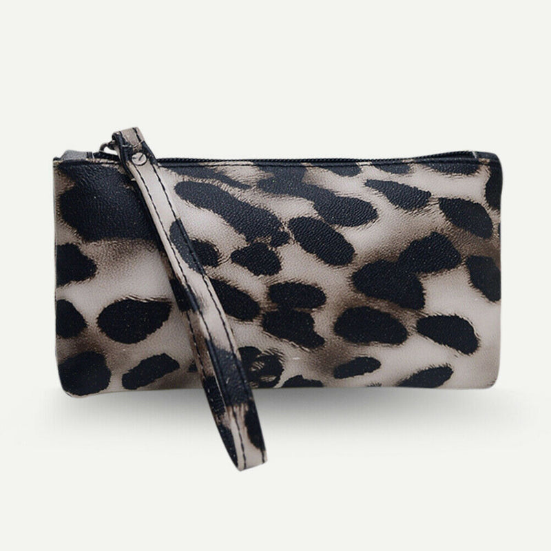 Women PU Leather Clutch Bags Leopard Printed Female Girl Money Coin Purse Zipper