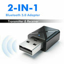 USB Bluetooth 5.0 Adapter Dongle Receiver Wireless Audio Music Stereo For TV PC