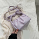 Retro Women Tote Bag Soft PU Shoulder Handbag Female Cloud Clutch (Purple) A
