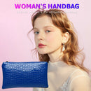 Retro Crocodile Leather Women Clutch Bag Zipper Purse Handbag (Dark Blue)