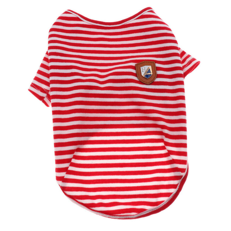 2Pieces Summer Pet Dog T-shirt Puppy Teddy Stripped