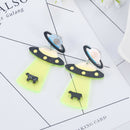 Luxury Fluorescent Green Alien and UFO Stud Earrings Cute Drop Jewelry