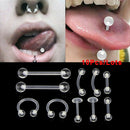 10Pcs/Set Transparent Acrylic Barbell Eyebrow Belly Tongue Ring Piercing Jewe%o