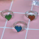 Mood ring band color changing by temperature ajustable heartOZ
