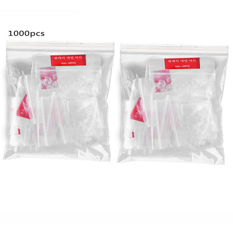 1000pcs DIY Nail Art Full False Foot Toe Nail Tips Acrylic Gel Clear Color