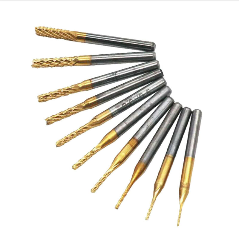 10pcs Milling Cutter Router Bits Engraving Cutting End Machine Endmills Tool