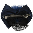 Women Dark blue double flower butterfly knot cover Hair clip with hairnet n N1E5