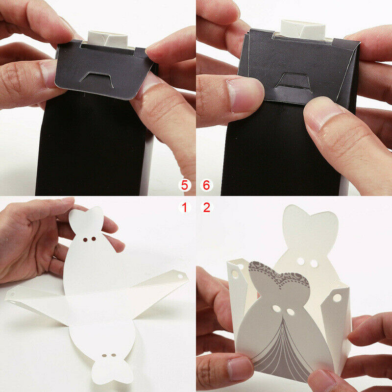 100pcs Wedding Favor Boxes Dress Tuxedo Party Candy Gift Bride Groom Shower ZET
