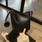 Women PU Leather Shoulder Crossbody Bag Messenger Bucket Handbag (Black)