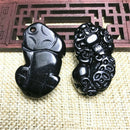 Chinese Lucky Obsidian Pendant Carved Pi Xiu Brave Troops Exorcise Evil Spirits