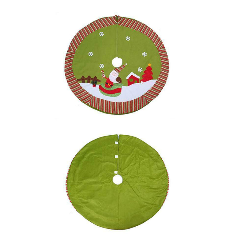 Santa Claus Snowman Hotel Supply Scene Decor Tree Skirt (Green Bottom) A