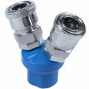 1/4BSP Female 2 Way Pass Quick Connect Coupler Air Hose Coupling Tool Silve