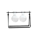 Hanging Flower vase Hydroponic Terrarium With Black Iron Stand 2 Beakers C