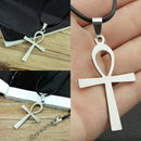 1x Round Leather Necklace Egyptiannkh Cross Charms Pendant New