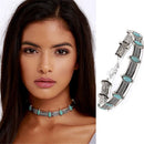 Ethnic Retro Style Statement Bohemian Turquoise Collar Choker Necklace S JR