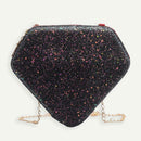Creative Diamond Shaped Shoulder Bag Sequins Women Crossbody Bags (Black)