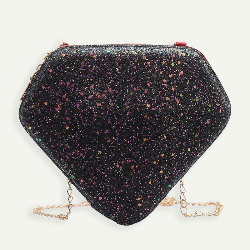 Creative Diamond Shaped Shoulder Bag Sequins Women Crossbody Bags (Black)
