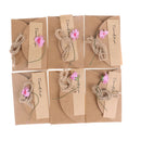 6pcs Kraft Paper Dry Flower Greeting Card with Envelope For Christmas Weddi3C