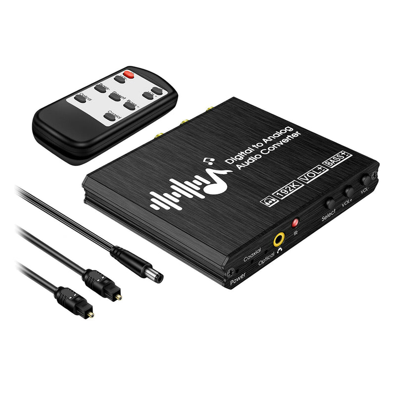 192KHz USB DAC Digital to Analog Audio Converter, with Remote, Bass Adjustment .