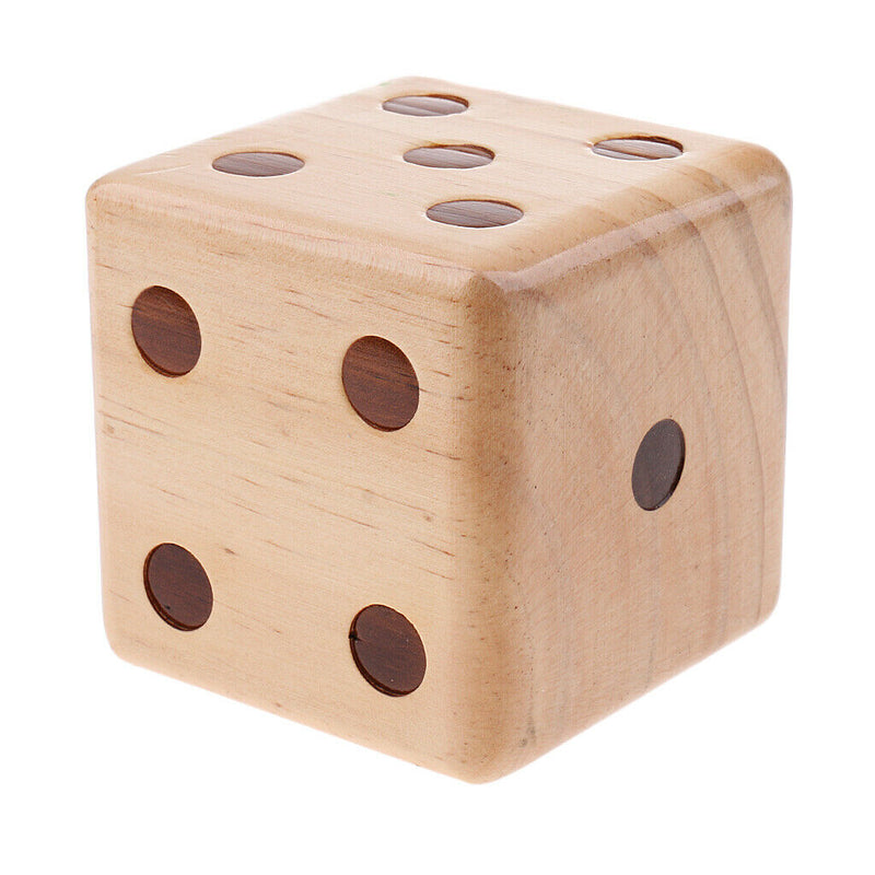 Jumbo Outdoor Camping Wood Dice - 6 Sided Big Dice 3.5'' - Family Activity Party
